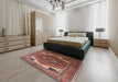 Mid-Century Modern Red Persian Rug in a Bedroom, urb2037