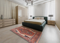 Mid-Century Modern Red Persian Rug in a Bedroom, urb2037
