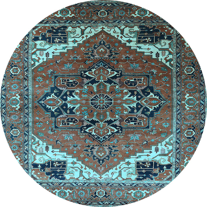 Round Persian Light Blue Traditional Rug, urb2037lblu