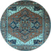 Round Persian Light Blue Traditional Rug, urb2037lblu