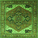 Square Persian Green Traditional Rug, urb2037grn