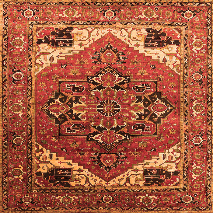 Square Machine Washable Persian Orange Traditional Area Rugs, wshurb2037org