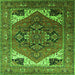 Square Machine Washable Persian Green Traditional Area Rugs, wshurb2037grn
