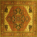 Square Machine Washable Persian Yellow Traditional Rug, wshurb2037yw