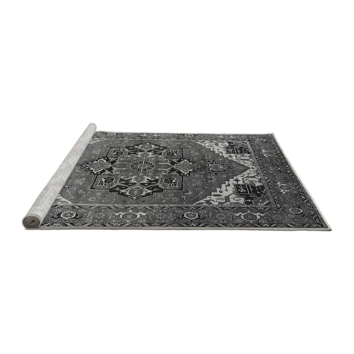 Sideview of Machine Washable Persian Gray Traditional Rug, wshurb2037gry