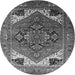 Round Machine Washable Persian Gray Traditional Rug, wshurb2037gry