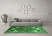 Machine Washable Persian Emerald Green Traditional Area Rugs in a Living Room,, wshurb2037emgrn