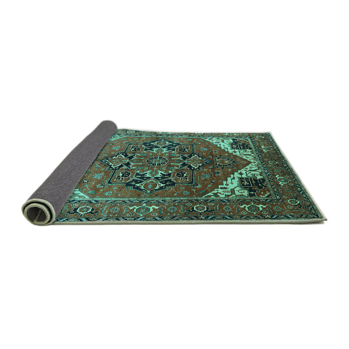 Sideview of Persian Turquoise Traditional Rug, urb2037turq