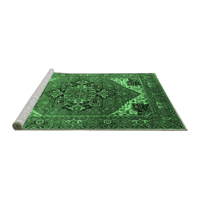 Sideview of Machine Washable Persian Emerald Green Traditional Area Rugs, wshurb2037emgrn