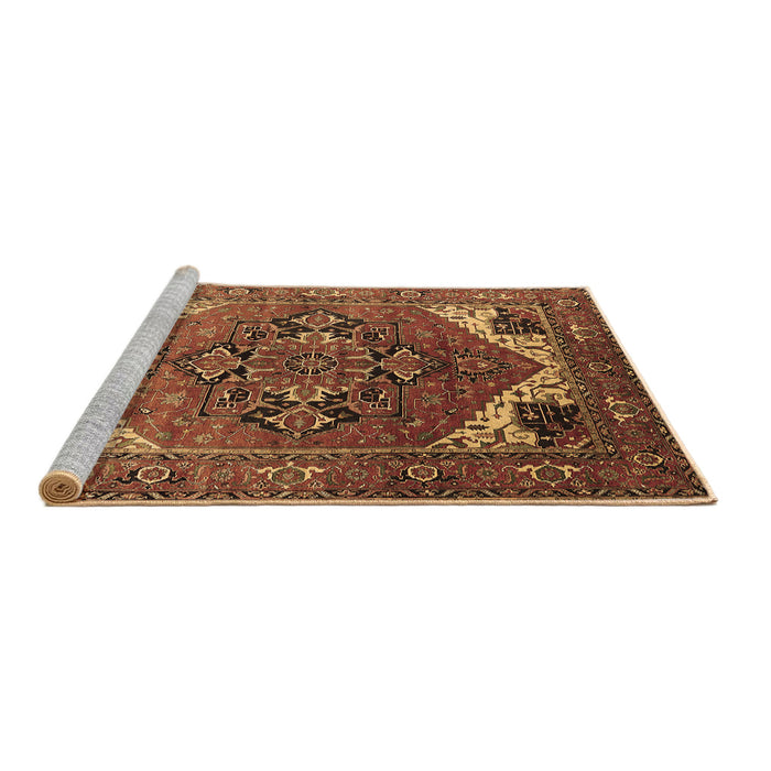 Sideview of Machine Washable Persian Brown Traditional Rug, wshurb2037brn