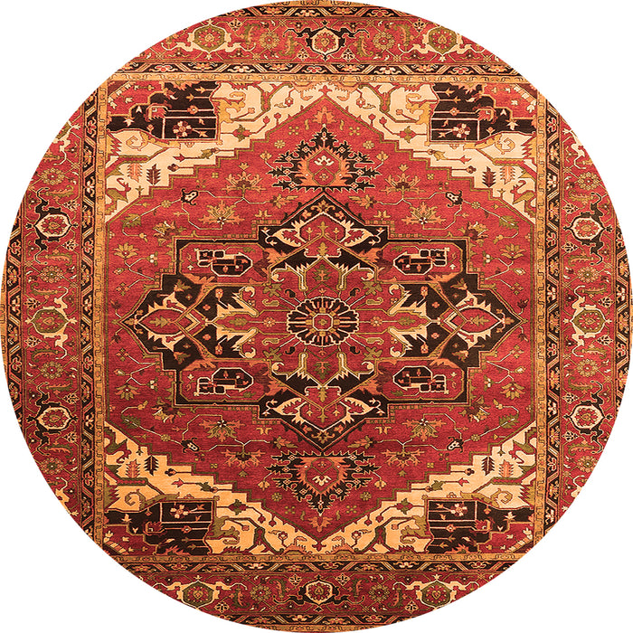 Round Machine Washable Persian Orange Traditional Area Rugs, wshurb2037org