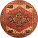 Round Machine Washable Persian Orange Traditional Area Rugs, wshurb2037org