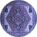 Round Machine Washable Persian Blue Traditional Rug, wshurb2037blu