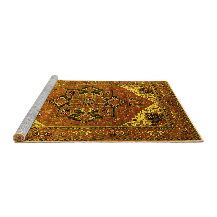 Sideview of Machine Washable Persian Yellow Traditional Rug, wshurb2037yw