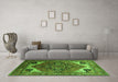 Machine Washable Persian Green Traditional Area Rugs in a Living Room,, wshurb2037grn