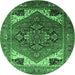 Round Persian Emerald Green Traditional Rug, urb2037emgrn