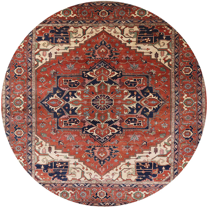 Round Machine Washable Industrial Modern Tomato Red Rug, wshurb2037