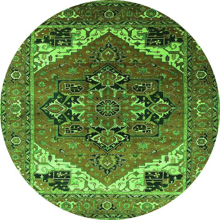 Round Machine Washable Persian Green Traditional Area Rugs, wshurb2037grn