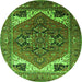 Round Machine Washable Persian Green Traditional Area Rugs, wshurb2037grn