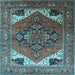 Square Machine Washable Persian Light Blue Traditional Rug, wshurb2037lblu