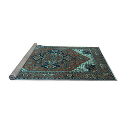 Sideview of Machine Washable Persian Light Blue Traditional Rug, wshurb2037lblu