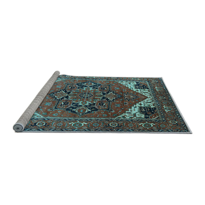 Sideview of Machine Washable Persian Light Blue Traditional Rug, wshurb2037lblu