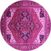 Round Machine Washable Persian Pink Traditional Rug, wshurb2037pnk