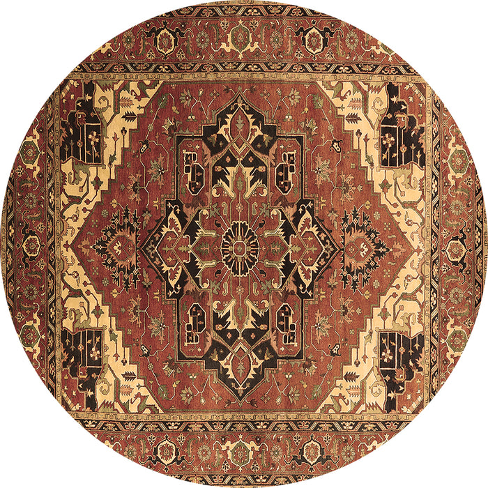 Round Persian Brown Traditional Rug, urb2037brn