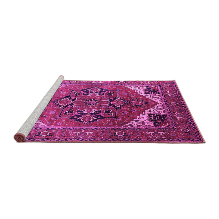 Sideview of Machine Washable Persian Pink Traditional Rug, wshurb2037pnk