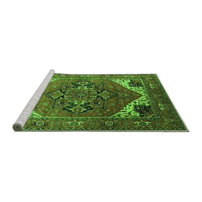 Sideview of Machine Washable Persian Green Traditional Area Rugs, wshurb2037grn