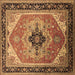 Square Oriental Brown Industrial Rug, urb2038brn