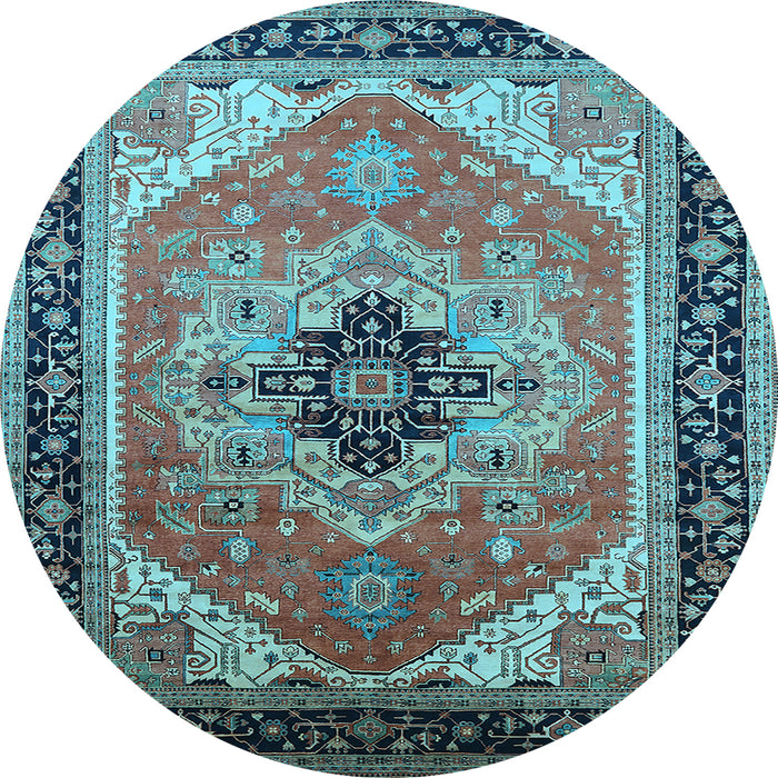 Round Oriental Light Blue Industrial Rug, urb2038lblu
