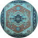 Round Oriental Light Blue Industrial Rug, urb2038lblu