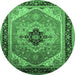 Round Oriental Emerald Green Industrial Rug, urb2038emgrn