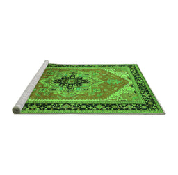 Sideview of Machine Washable Oriental Green Industrial Area Rugs, wshurb2038grn