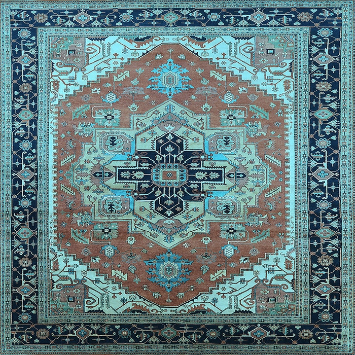 Square Oriental Light Blue Industrial Rug, urb2038lblu