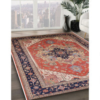 Mid-Century Modern Brown Red Oriental Rug, urb2038