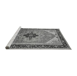 Sideview of Machine Washable Oriental Gray Industrial Rug, wshurb2038gry
