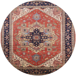 Round Machine Washable Industrial Modern Brown Red Rug, wshurb2038