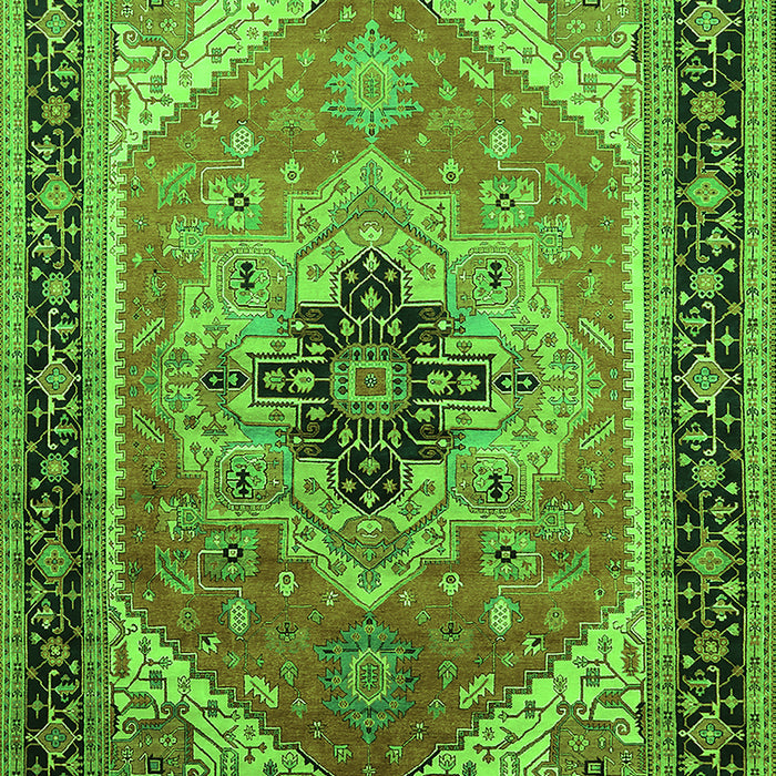 Machine Washable Oriental Green Industrial Area Rugs, wshurb2038grn