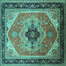 Square Oriental Turquoise Industrial Rug, urb2038turq