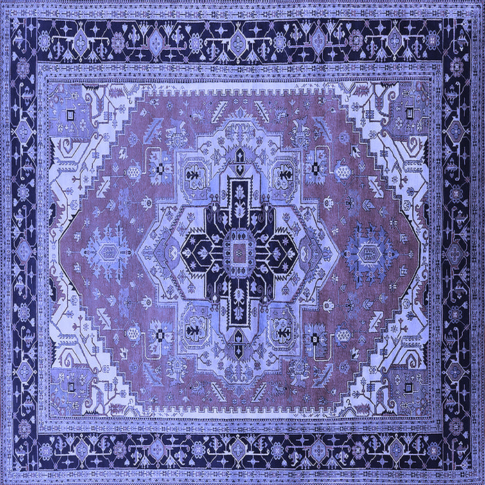Square Oriental Blue Industrial Rug, urb2038blu