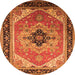 Round Oriental Orange Industrial Rug, urb2038org