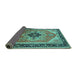 Sideview of Oriental Turquoise Industrial Rug, urb2038turq