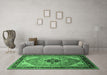 Machine Washable Oriental Emerald Green Industrial Area Rugs in a Living Room,, wshurb2038emgrn