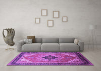 Machine Washable Oriental Purple Industrial Rug, wshurb2038pur