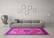 Machine Washable Oriental Pink Industrial Rug in a Living Room, wshurb2038pnk