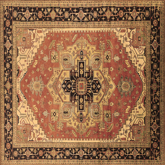 Square Machine Washable Oriental Brown Industrial Rug, wshurb2038brn