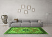 Machine Washable Oriental Green Industrial Area Rugs in a Living Room,, wshurb2038grn