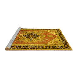 Sideview of Machine Washable Oriental Yellow Industrial Rug, wshurb2038yw